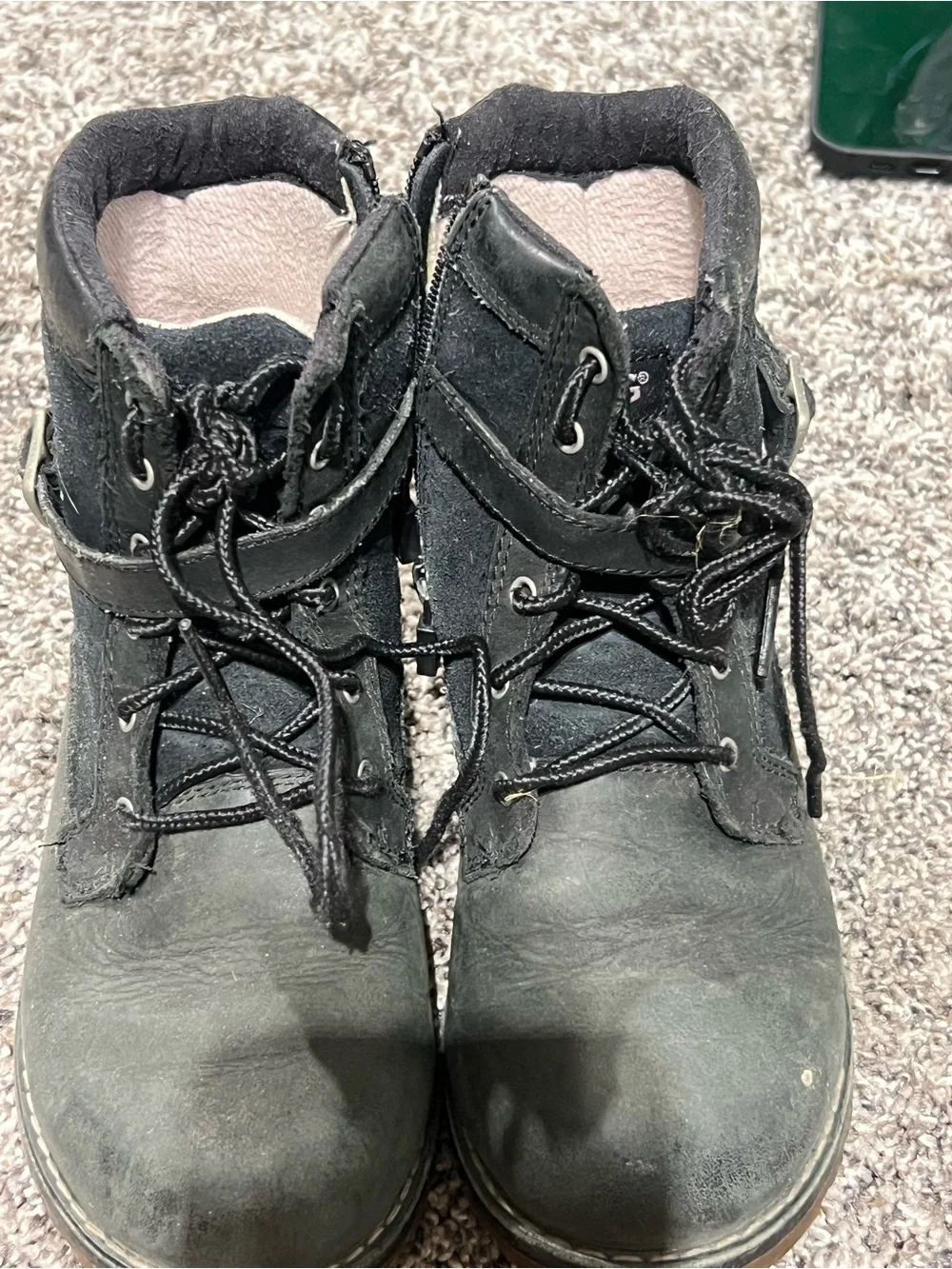 UGG Kids Black Lace-Up Side-Zip Winter Boots